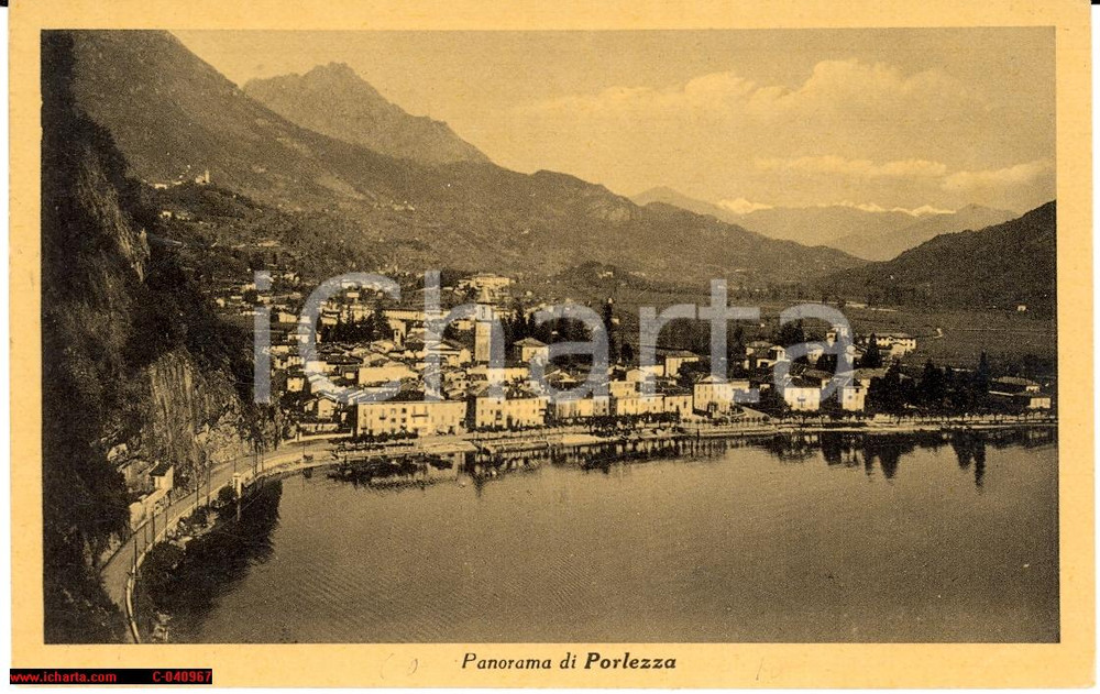 Cartolina originale da collezione 1949 Porlezza  Lago Ceresio Veduta lungolago 1