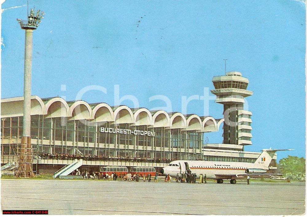 Cartolina originale da collezione 1972 BUCAREST OTOPENI International Airport FG VG 1