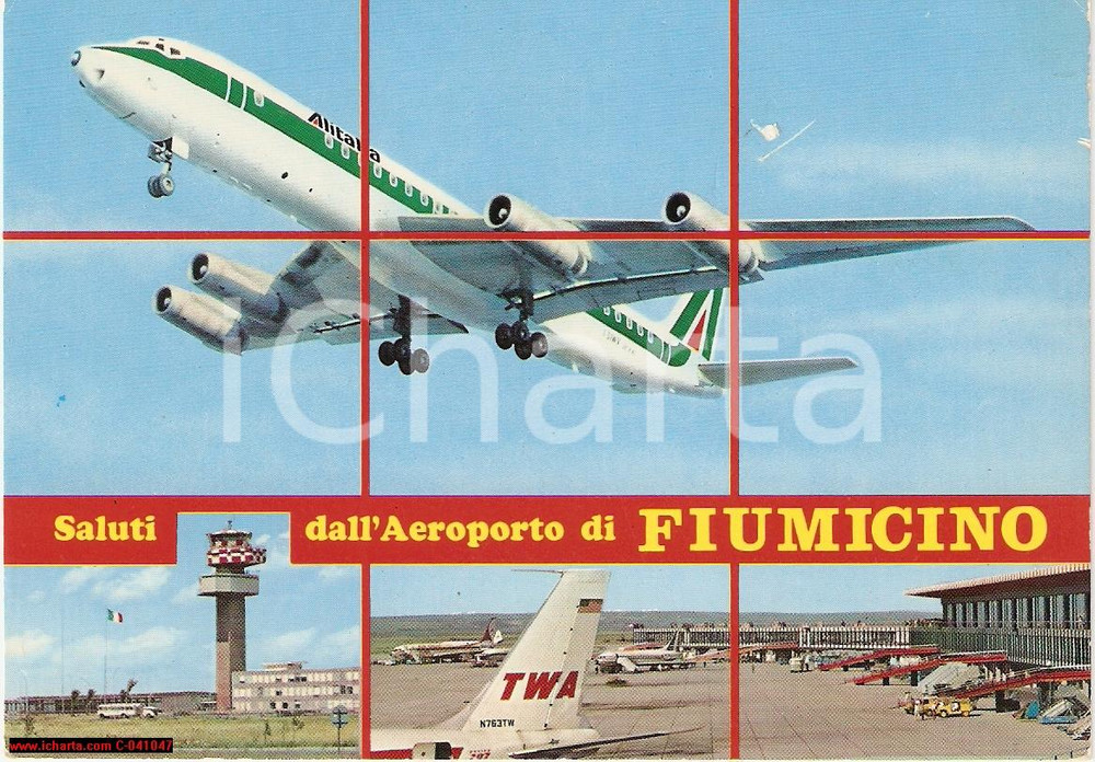 Cartolina originale da collezione 1974 ROMA Aeroporto FIUMICINO Vedutine FG NV 1