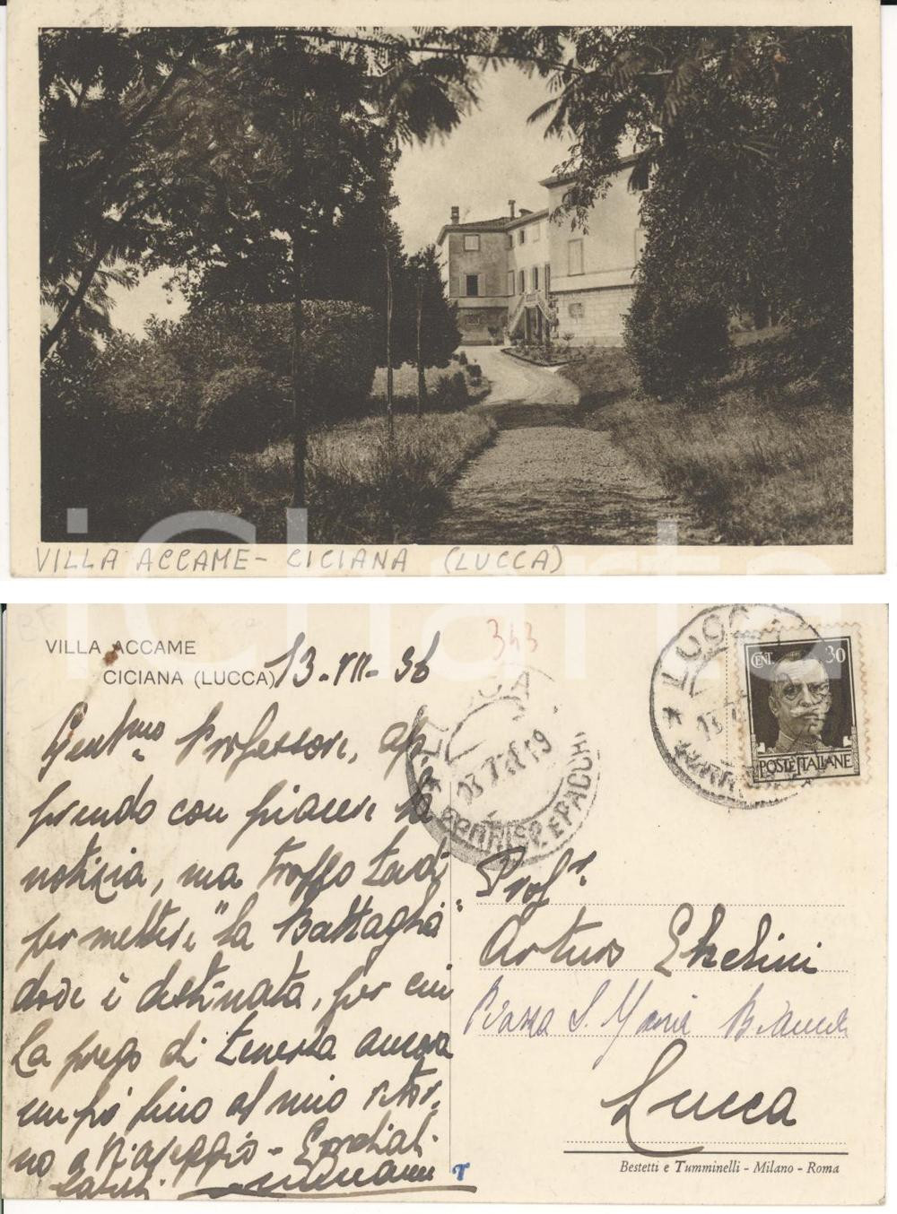 Documento originale, autentico 1936 CICIANA LU Opera Arturo CHELINI per Villa ACCAME 1