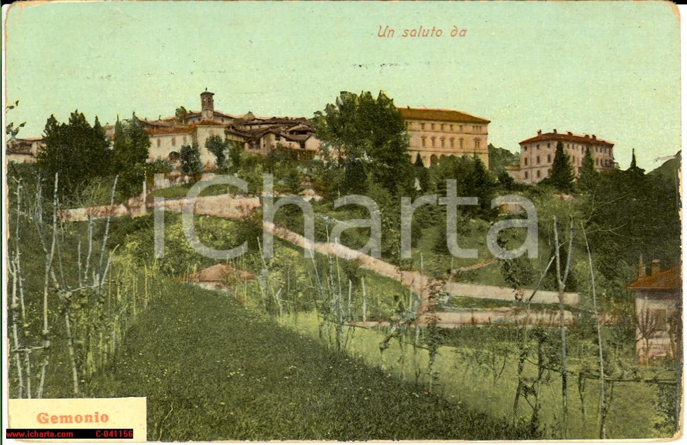 Cartolina originale da collezione 1908 GEMONIO (VA) Veduta con vigneti FP VG 1