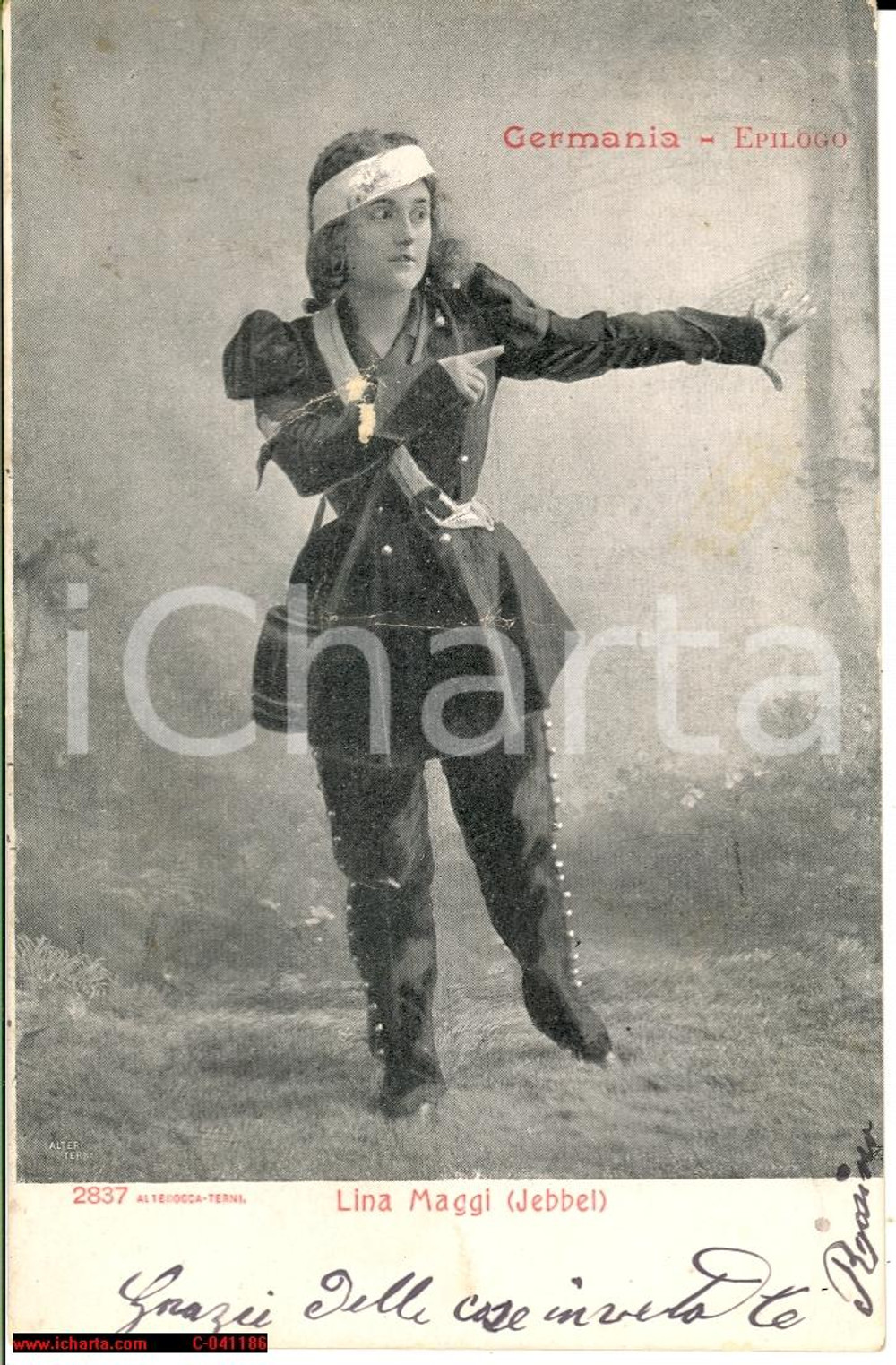 Cartolina originale da collezione 1903 Lina MAGGI Jebbel nell'opera GERMANIA FP VG 1