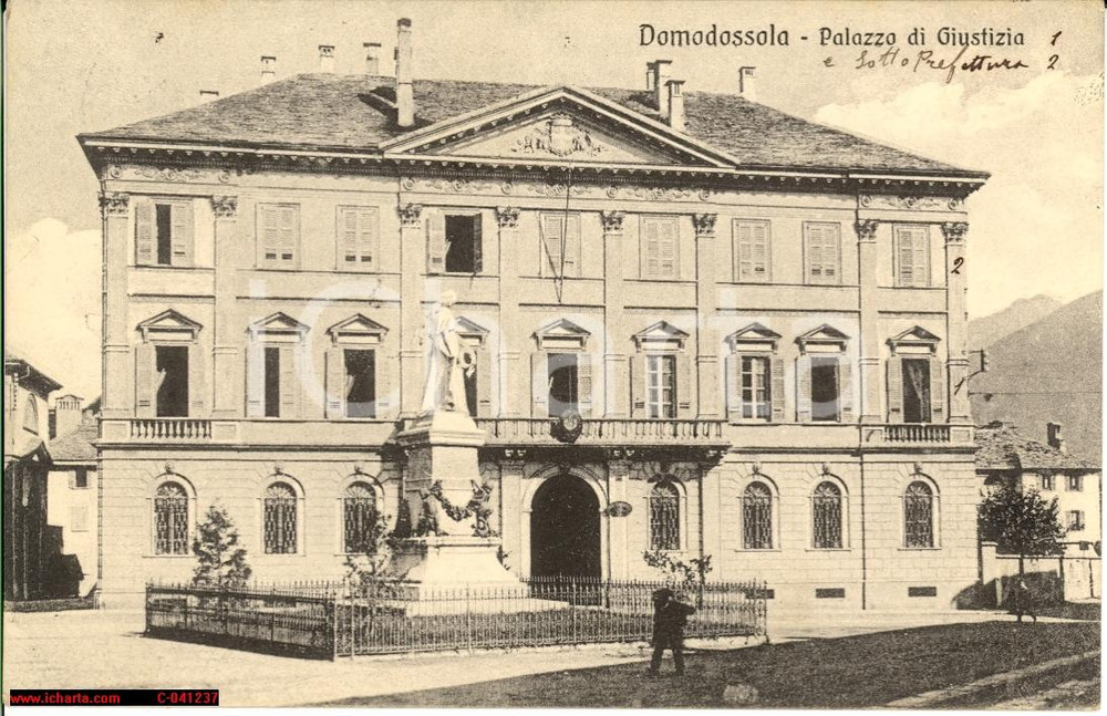 Cartolina originale da collezione 1916 DOMODOSSOLA (NO) Palazzo di Giustizia FP VG 1