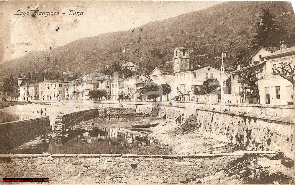 Cartolina originale da collezione 1915 VERBANIA Panoramica Lago Maggiore a SUNA FP VG 1