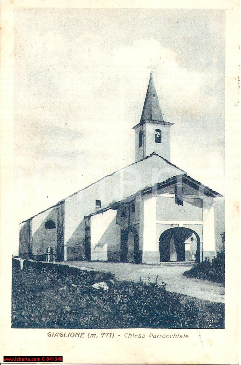 Cartolina originale da collezione 1933 GIAGLIONE (TO) Chiesa parrocchiale SAN VINCENZO FP 1