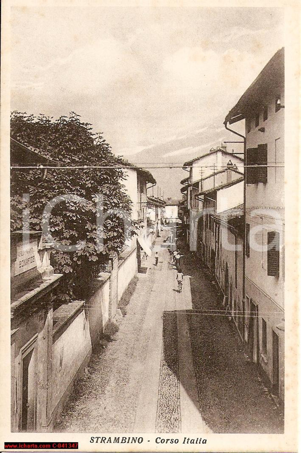 Cartolina originale da collezione 1920 circa STRAMBINO TO Corso ITALIA con asilo BONAFIDE 1