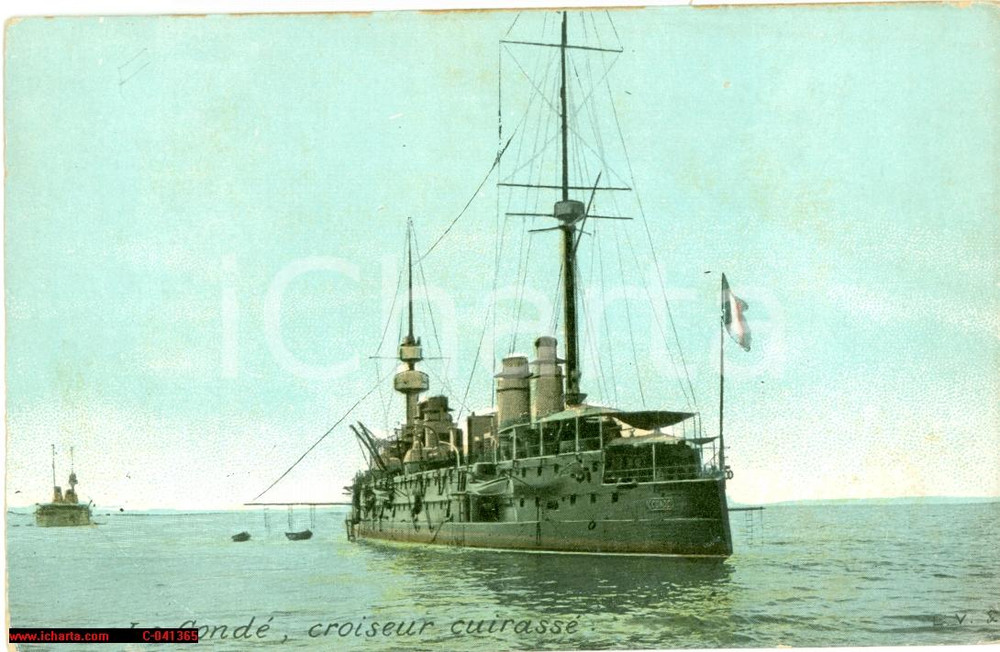 Cartolina originale da collezione 1920 circa LE CONDE  Croiseur cuirassÃ© WAR SHIP FP NV 1