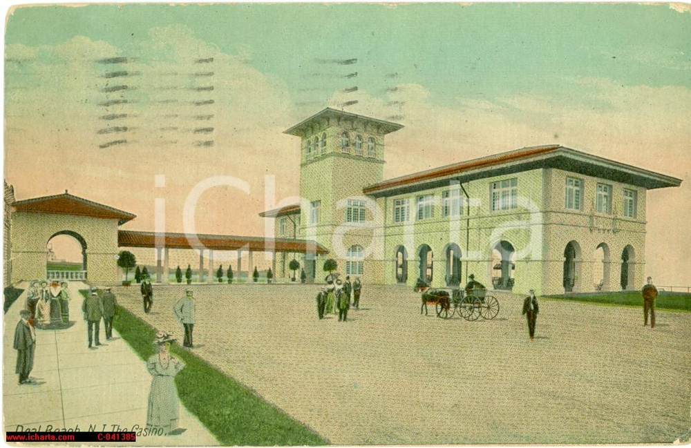Cartolina originale da collezione 1915 DEAL BEACH, N.J. USA Veduta del CASINO illustrata 1