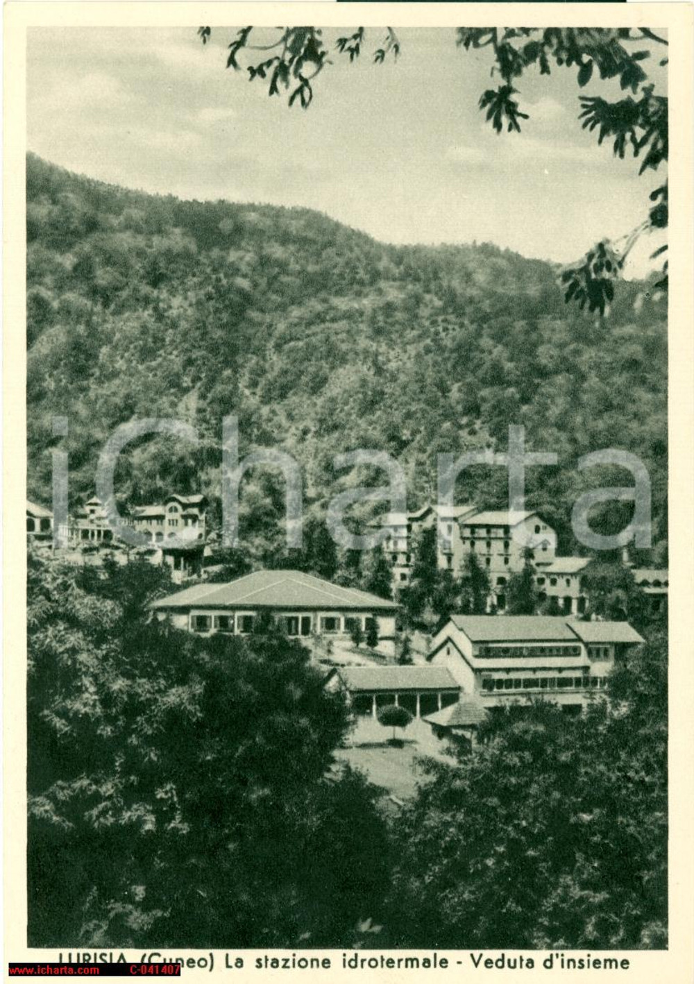 Cartolina originale da collezione 1930 ca LURISIA (CN) Panorama generale STAZIONE TERMALE 1