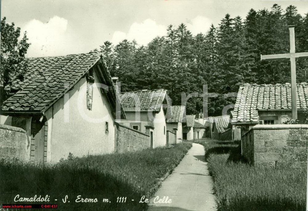 Cartolina originale da collezione 1959 POPPI AR Le celle dell eremo di CAMALDOLI FG VG 1
