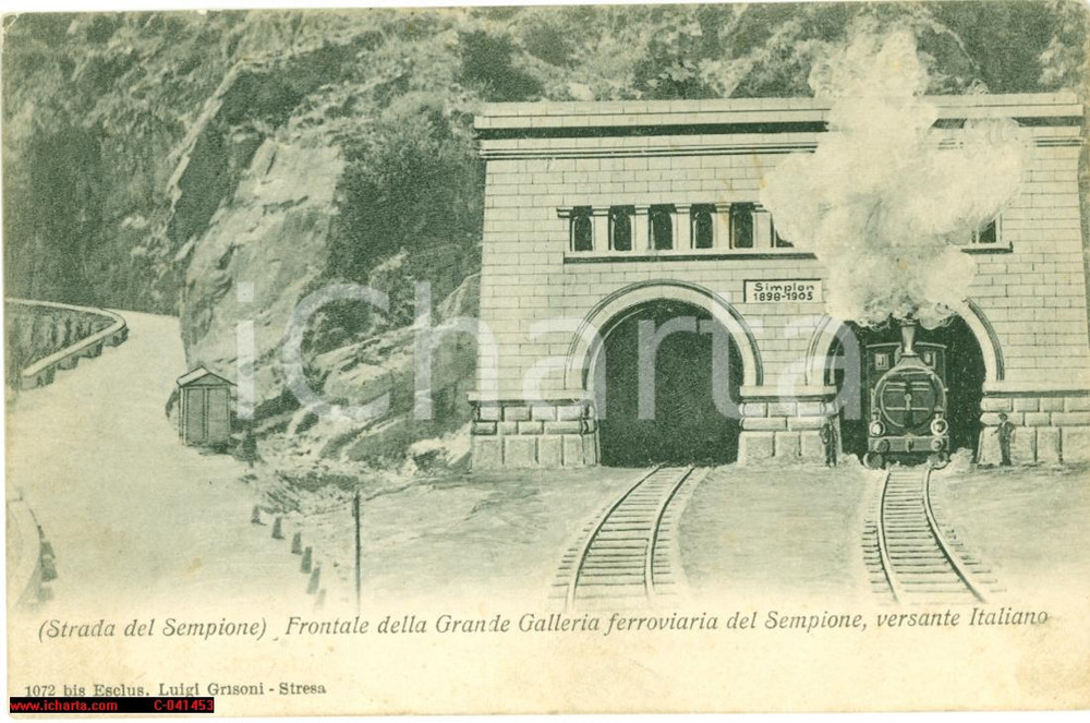 Cartolina originale da collezione 1905 ISELLE (VB) Galleria ferroviaria del SEMPIONE FP 1