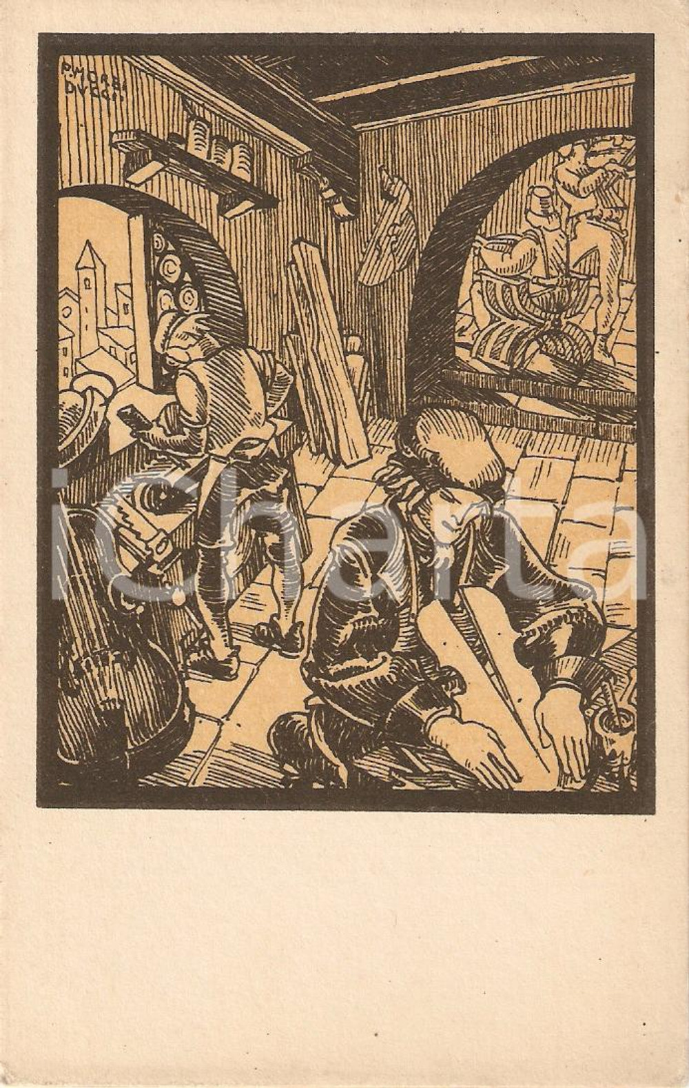 Cartolina originale da collezione 1930 ROMA serie artigiani d'Italia i LIUTAI FP NV 1