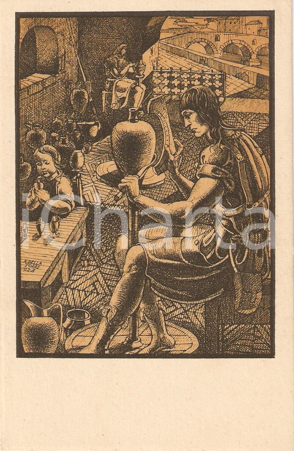 Cartolina originale da collezione 1930 ROMA serie Artigiani d'Italia il VASAIO FP NV 1
