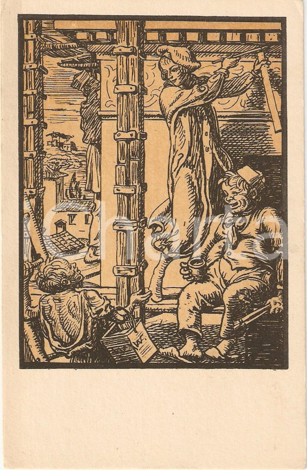 Cartolina originale da collezione 1930 ROMA serie artigiani d'Italia i PITTORI FP NV 1