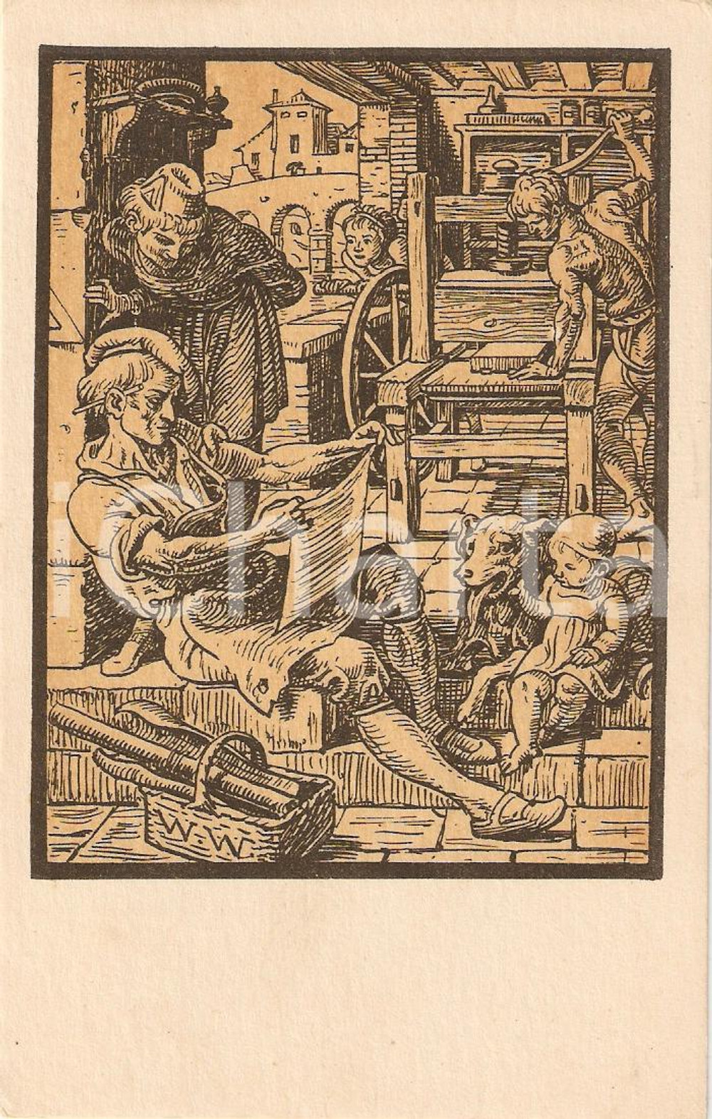 Cartolina originale da collezione 1930 ROMA serie artigiani d'Italia i TIPOGRAFI FP NV 1