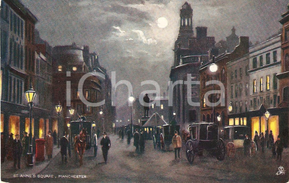 Cartolina originale da collezione 1930 MANCHESTER St.Anne's Square FP NV illustrata 1