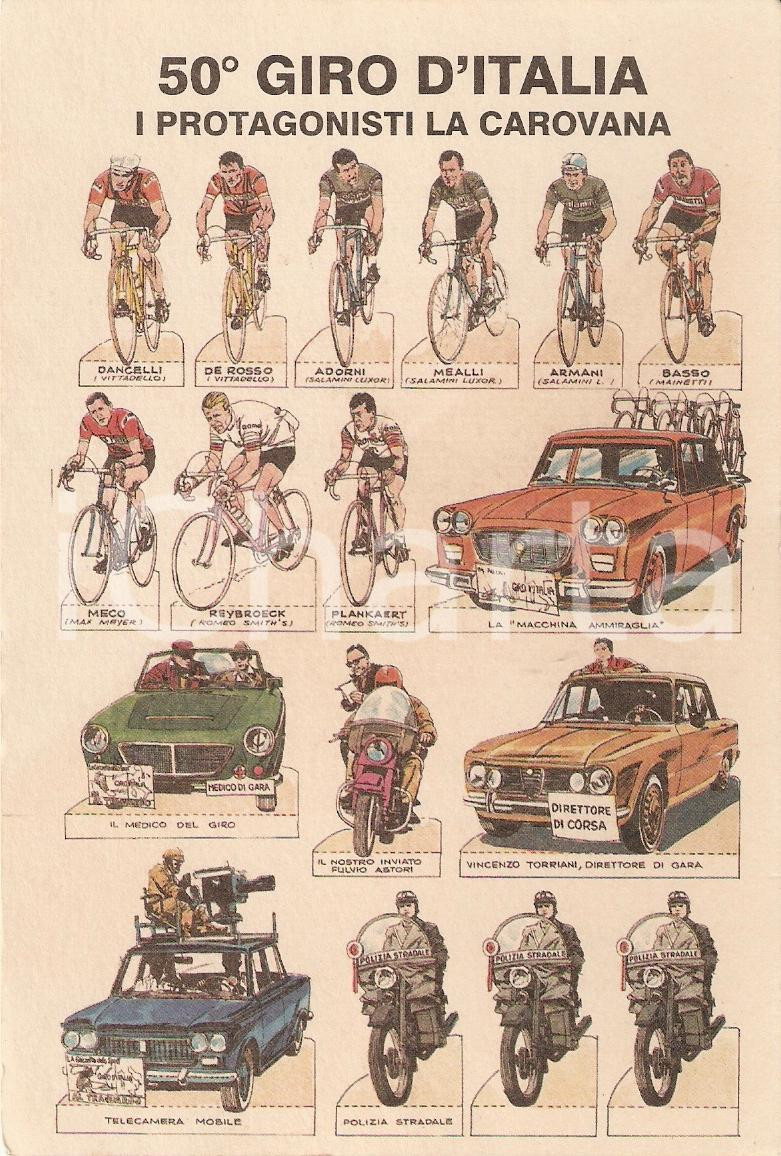 Cartolina originale da collezione 1967 50Â°GIRO D ITALIA i protagonisti la carovana FG NV 1