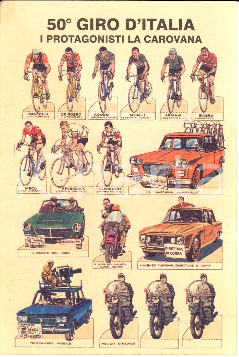 Cartolina originale da collezione 1967 50° GIRO D'ITALIA I grandi protagonisti FG NV (1) 1