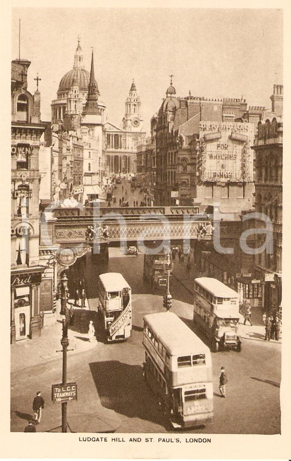 Cartolina originale da collezione 1925 LONDRA cartolina LUDGATE HILL FP NV animata 1