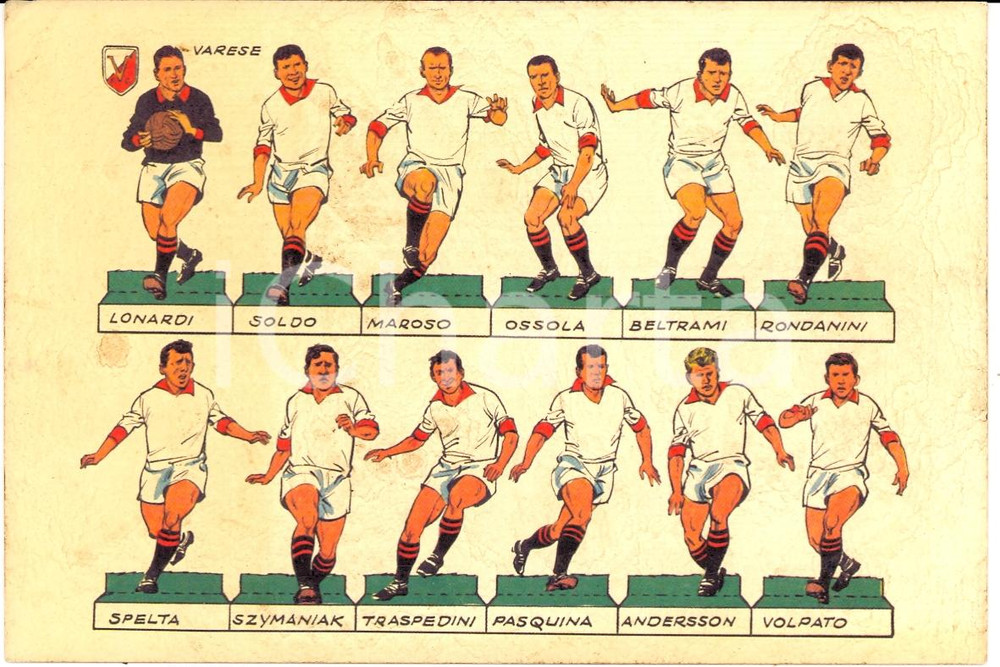 Cartolina originale da collezione 1966 VARESE Calcio La formazione *Cartolina illustrata FG NV 2 1