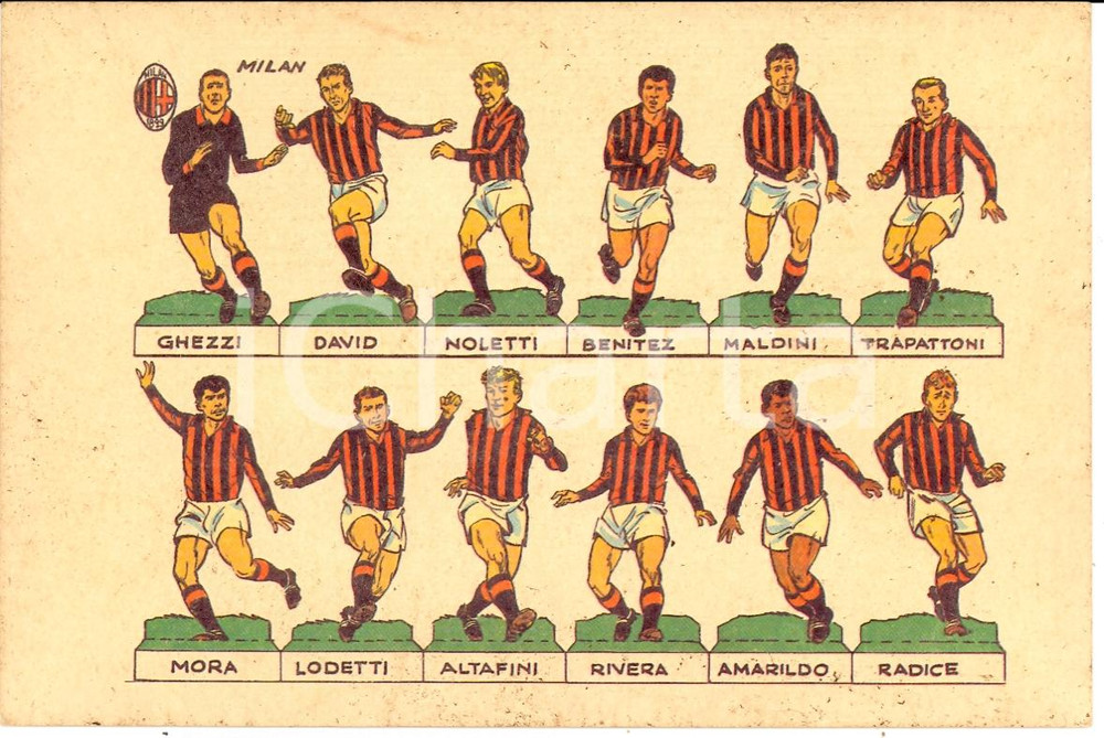 Cartolina originale da collezione 1966 MILAN La formazione Cartolina illustrata FG NV 1