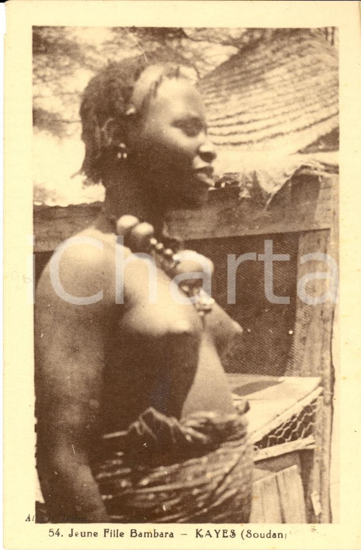 Cartolina originale da collezione 1930 circa KAYES (SUDAN) Giovane ragazza BAMBARA FP NV 1