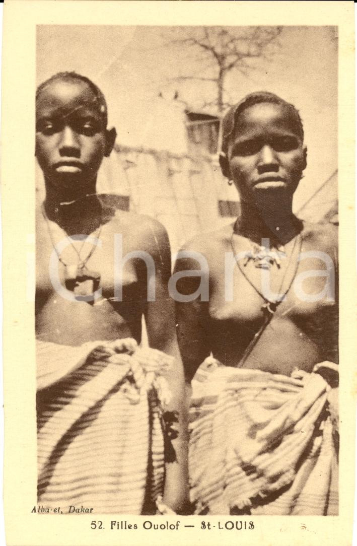 Cartolina originale da collezione 1930 ca SAINT LOUIS SENEGAL Due ragazze WOLOF Cartolina postale 1