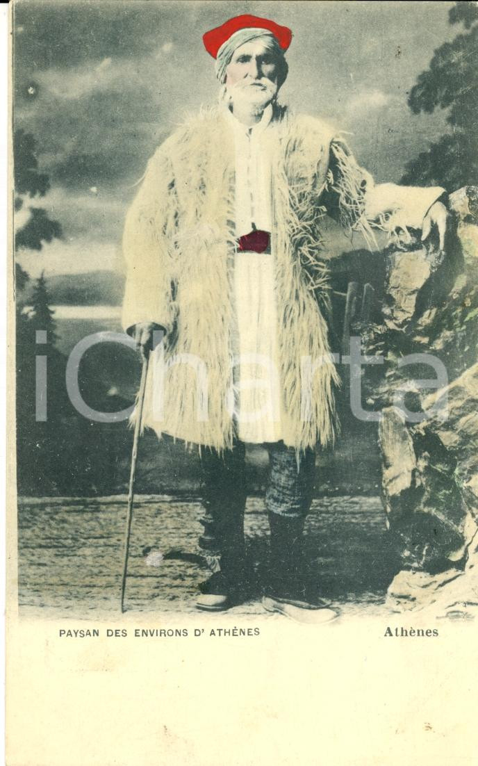 Cartolina originale da collezione 1911 ATENE Costumi ateniesi Un contadino dei dintorni 1