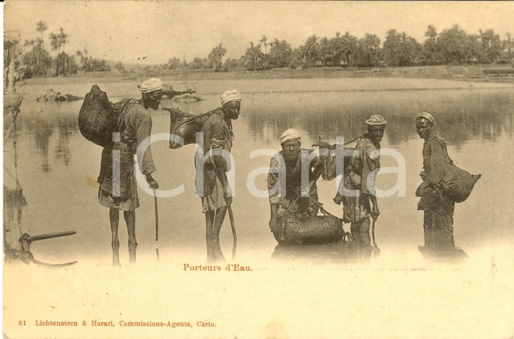 Cartolina originale da collezione 1901 EGITTO Costumi tipici I portatori d acqua FP VG 1