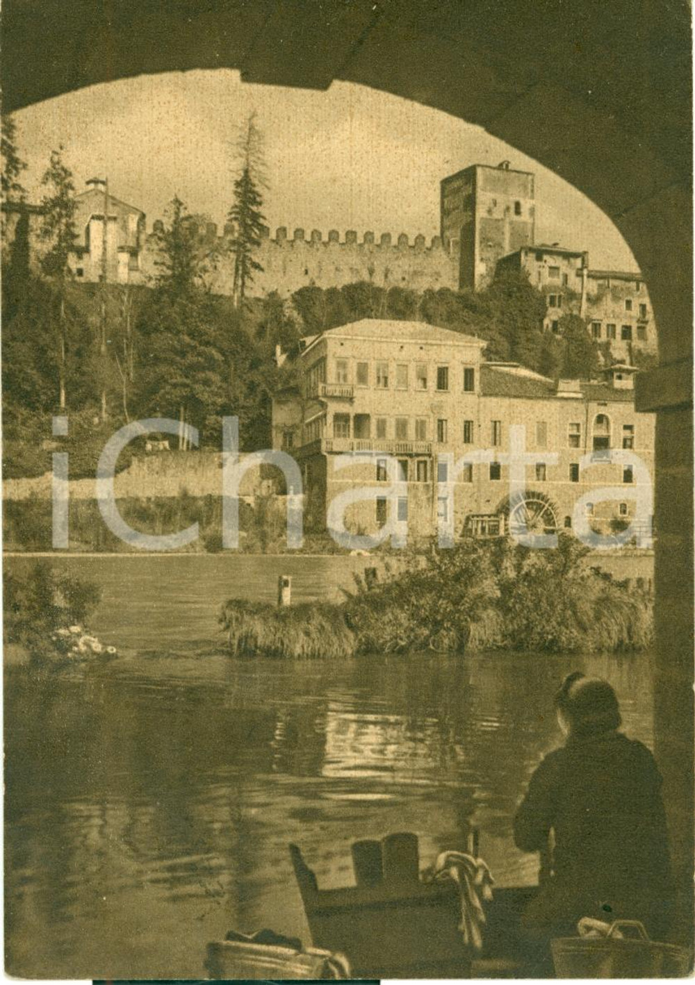 Cartolina originale da collezione 1948 BASSANO DEL GRAPPA (VI) Il Castello Ezzeliniano FG 1