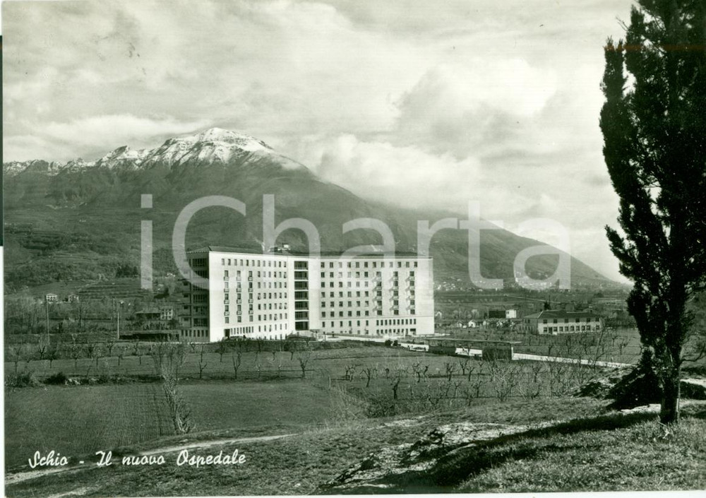 Cartolina originale da collezione 1961 SCHIO (VI) Veduta nuovo ospedale *Cartolina FG VG 1