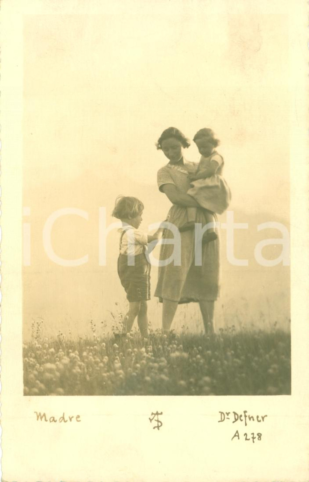 Cartolina originale da collezione 1934 MADRE CON FIGLI Cartolina DR. DEFNER *FP VG 1