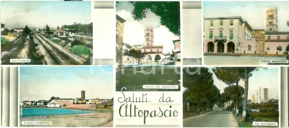 Cartolina originale da collezione 1959 ALTOPASCIO LU Vedutine paese e autostrada  Cartolina 1