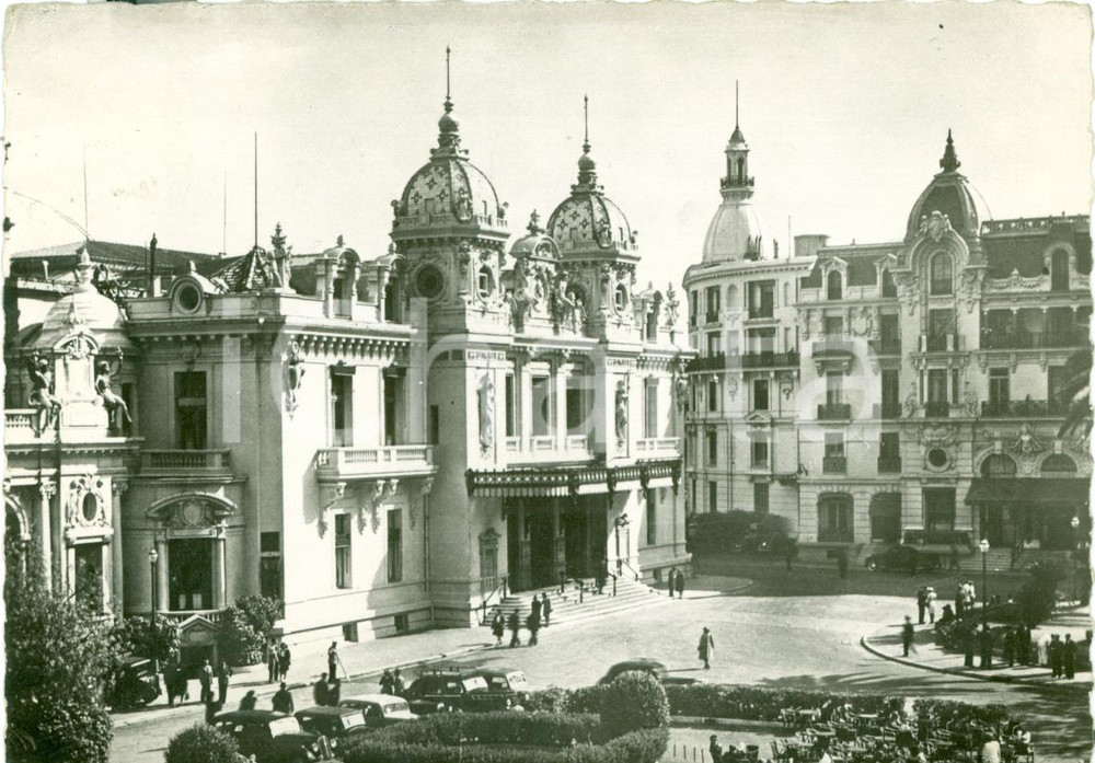 Cartolina originale da collezione 1953 MONTECARLO Il CasinÃ² e l'Hotel de Paris ANIMATA FG 1