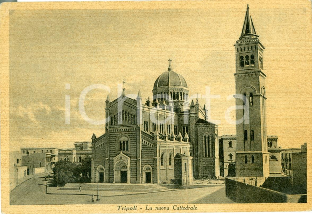 Cartolina originale da collezione 1940 TRIPOLI LIBIA La nuova Cattedrale Cartolina FG VG 1