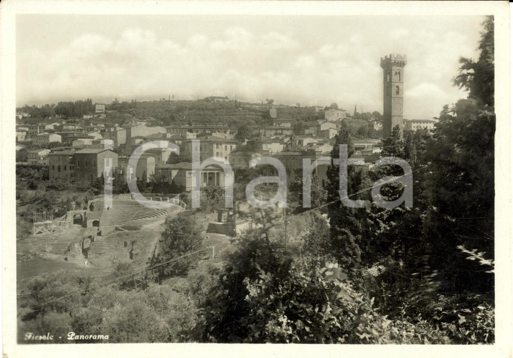 Cartolina originale da collezione 1938 FIESOLE (FI) Panorama del teatro romano FG VG 1