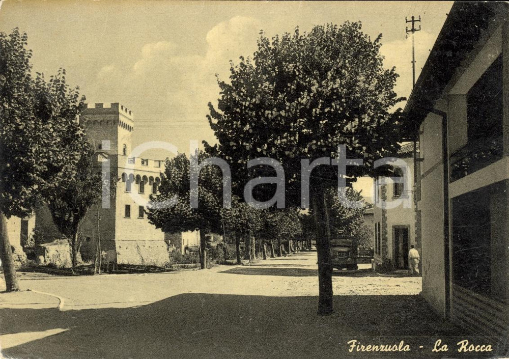 Cartolina originale da collezione 1956 FIRENZUOLA (FI) Veduta della Rocca ANIMATA FG VG 1