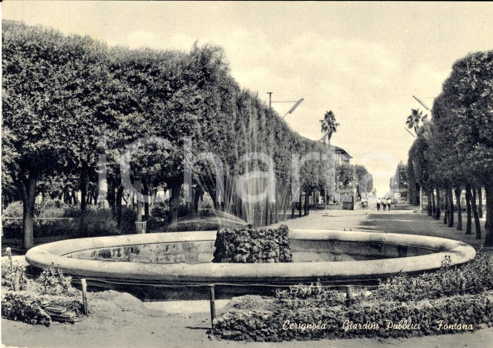 Cartolina originale da collezione 1964 CERIGNOLA (FG) Fontana dei giardini pubblici FG VG 1