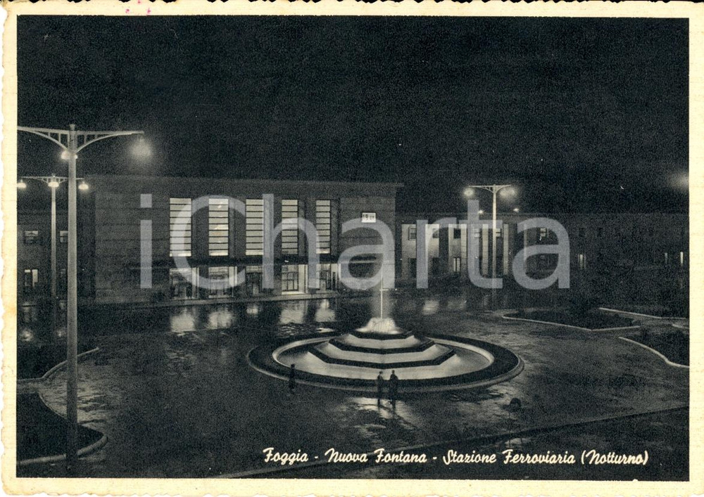 Cartolina originale da collezione 1957 FOGGIA Nuova fontana della stazione ferroviaria FG 1