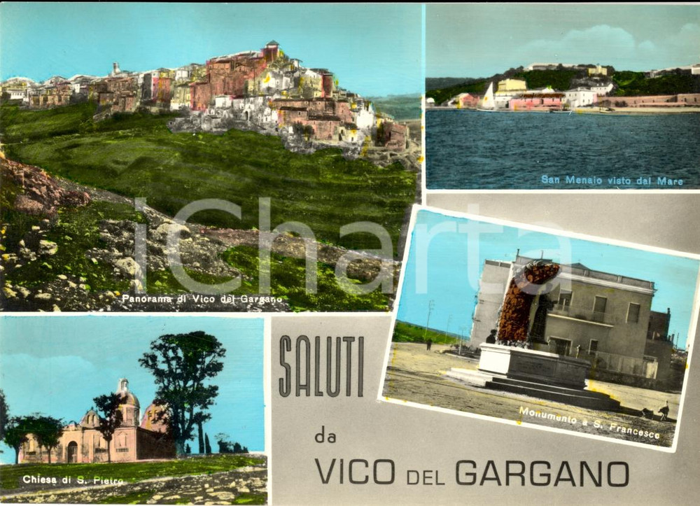 Cartolina originale da collezione 1963 VICO DEL GARGANO (FG) Vedutine e SAN MENAIO *FG VG 1