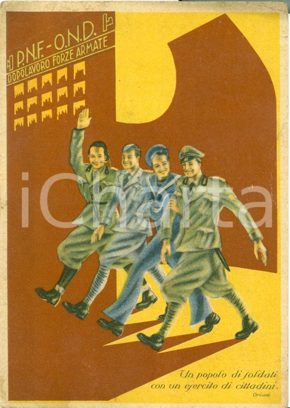 Cartolina originale da collezione 1940 PROPAGANDA BELLICA WW2 Dopolavoro Forze Armate ILLUSTRATA FG VG 1