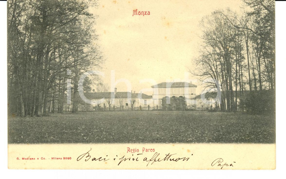 Cartolina originale da collezione 1902 MONZA Veduta del Regio Parco Cartolina FP VG 1