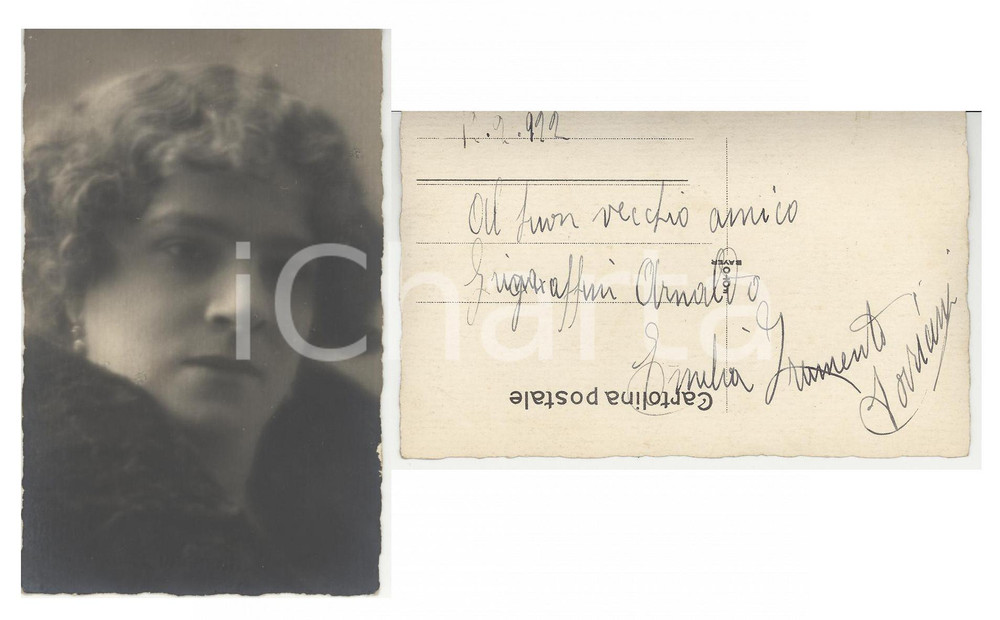 Cartolina originale da collezione 1922 Emilia FRUMENTO Attrice varietà AUTOGRAFA FP NV 1