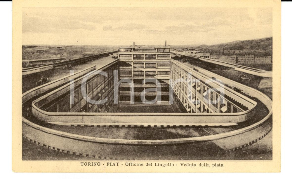 Cartolina originale da collezione 1927 TORINO FIAT  Officine del LINGOTTO  Veduta pista FP NV 1