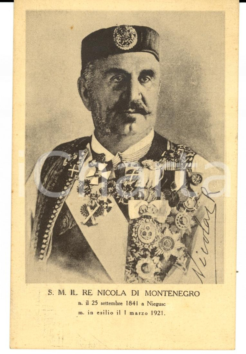 Cartolina originale da collezione 1930 ca S.M. Nicola I di MONTENEGRO Cartolina FP NV 1