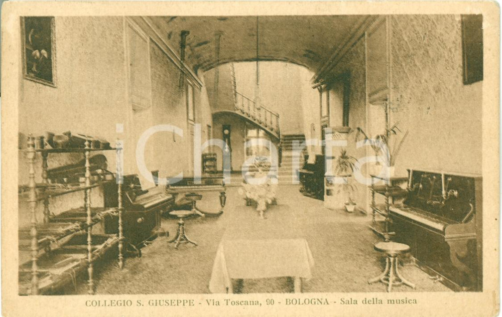 Cartolina originale da collezione 1926 BOLOGNA Collegio SAN GIUSEPPE Sala della musica FP VG Cartolina 1