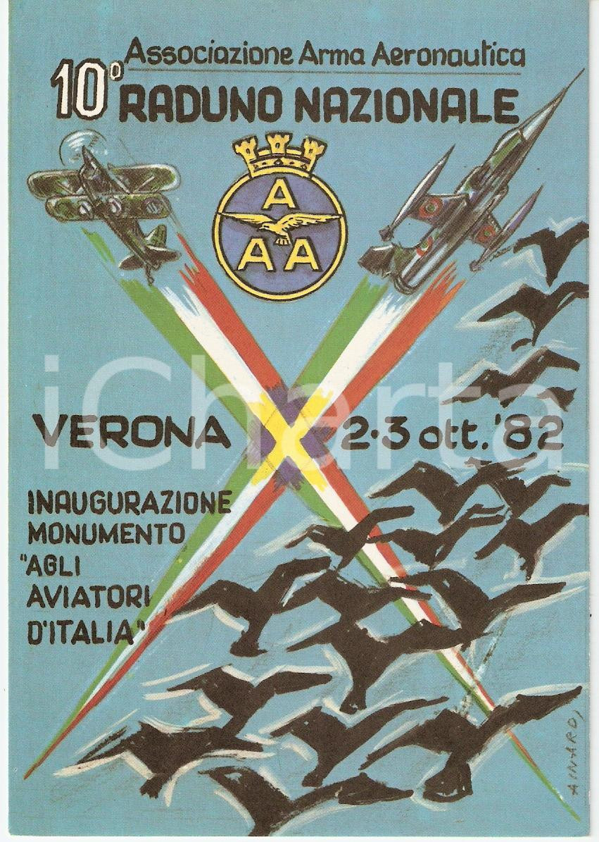 Cartolina originale da collezione 1982 VERONA Associazione Arma Aeronautica 10° Raduno Naz. Illustrata AINARDI FG 1