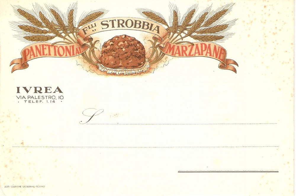 Cartolina originale da collezione 1945 ca IVREA (TO) Panettoni marzapane F.LLI STROBBIA *Cartolina FG NV 1