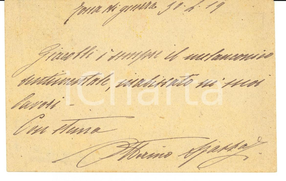 Cartolina originale da collezione 1919 ZONA DI GUERRA Ernesto GIACOBBI Ã¨ un sentimentale Autog. Ottorino AJASSA 1