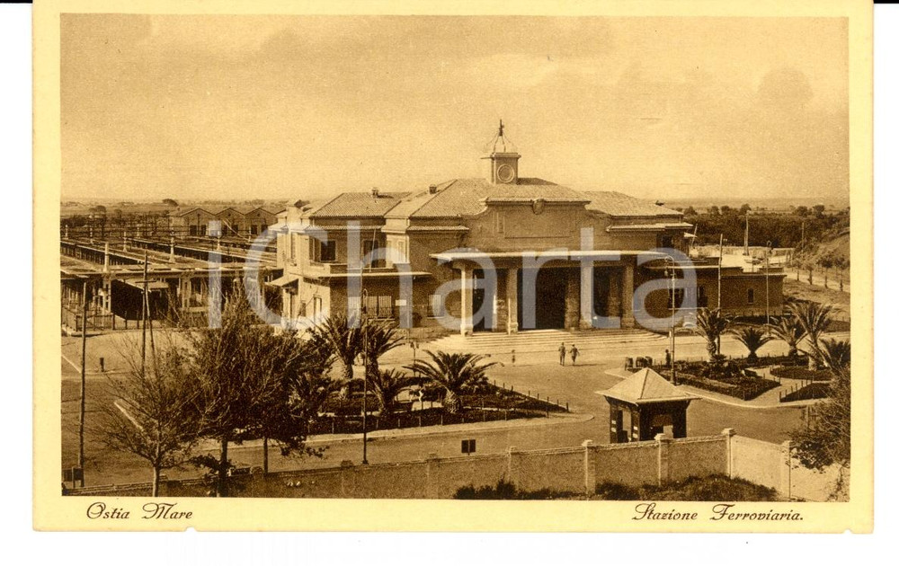 Cartolina originale da collezione 1930 ca OSTIA MARE (RM) Stazione ferroviaria FP NV 1